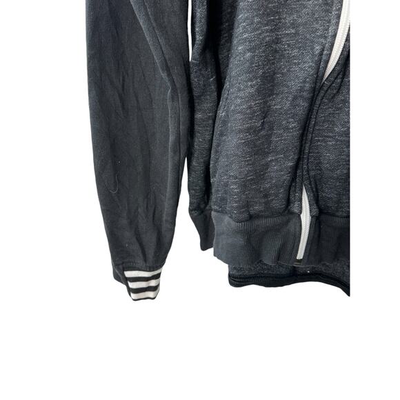 Adidas Heathered Black Full Zip Hooded Sweat Jacket Men's Medium - Picture 3 of 6
